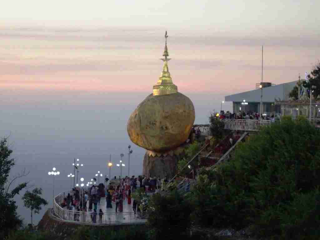 Sunset at Golden Rock in Myanmar