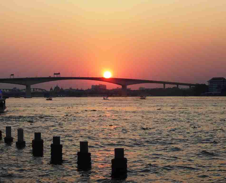 sunset on the Chao Phraya River, Bangkok, Thailand