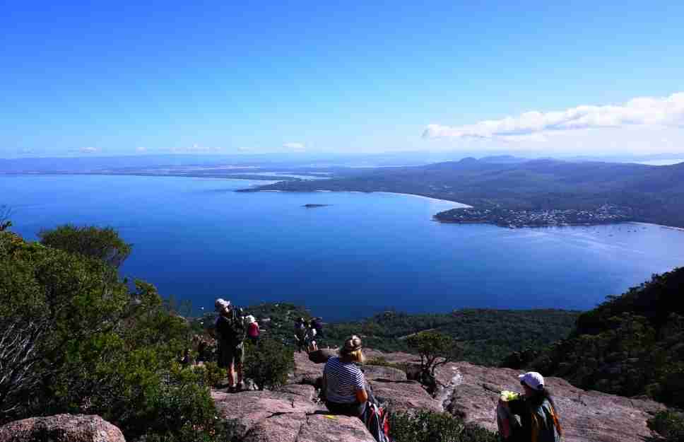 view of Coles Bay from Mount Amos