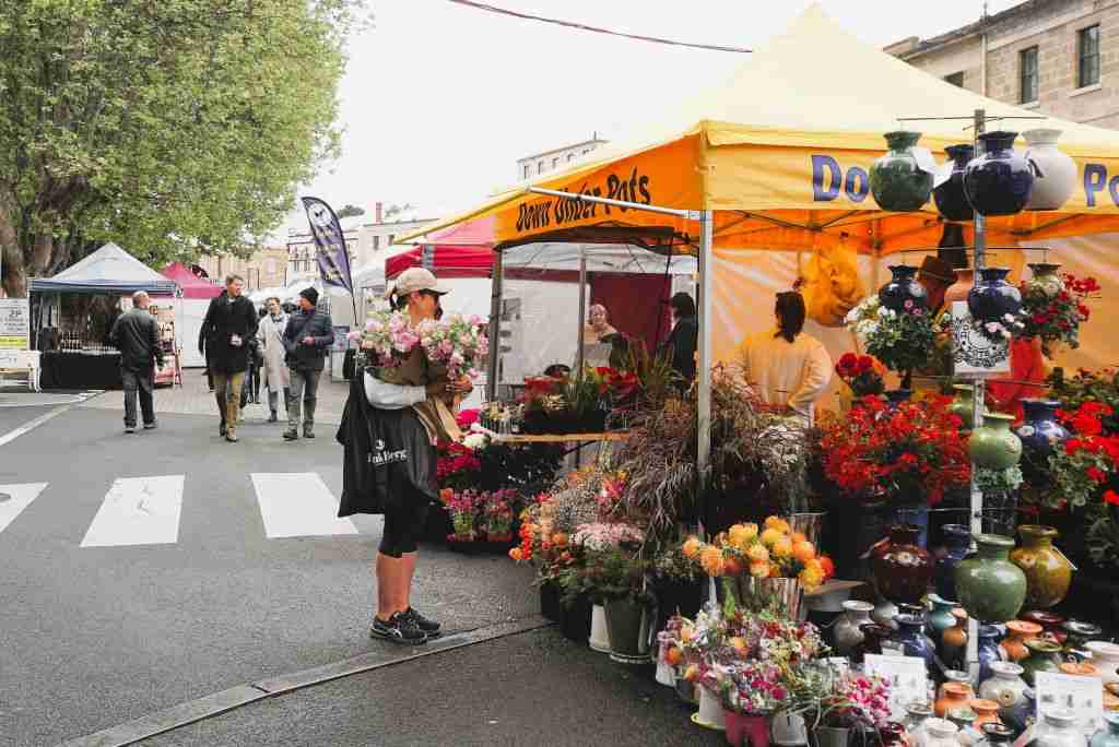 The Salamanca Market, one of the most fun things to do in Hobart with a 10 days in Tasmania itinerary