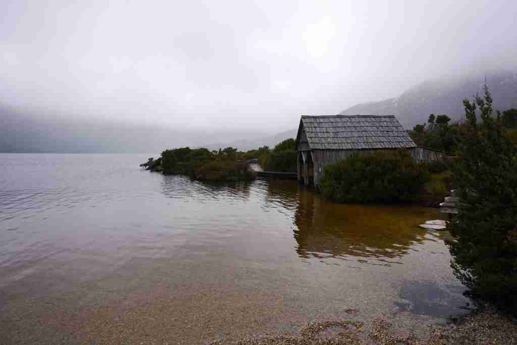 Misty weather at Dove Lake on Cradle Mountain