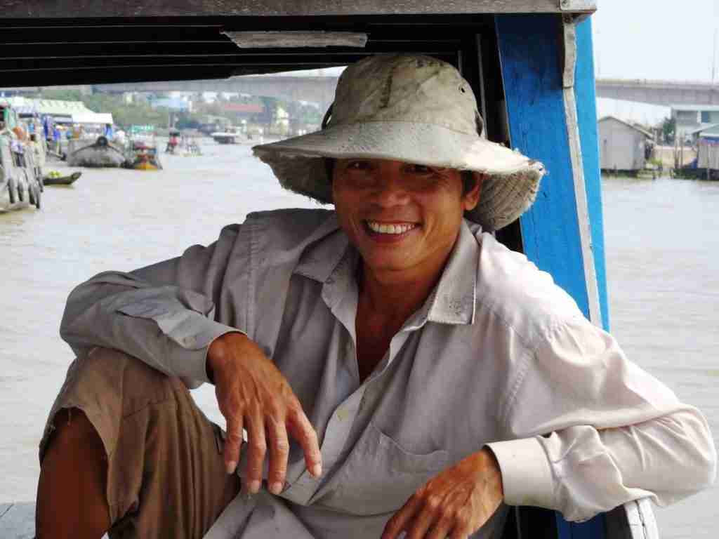 Pineapple seller on the Mekong River