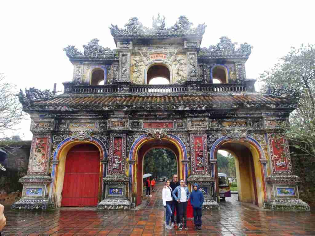 the impressive entrance gates of the Hue royal palace visiting Vietnam in 2 weeks