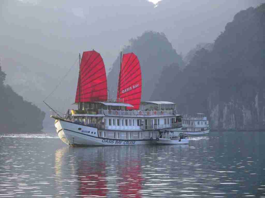 Chinese junk on Halong Bay in Vietnam