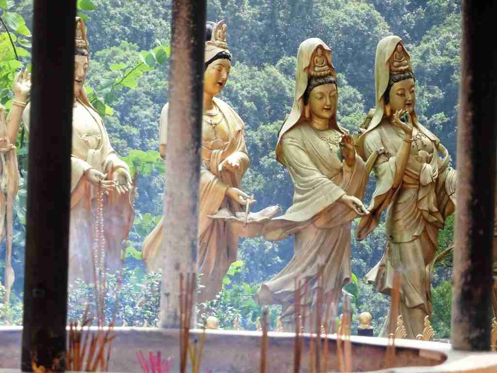 statues of Kwan Yam the Mother Goddess of Hong Kong