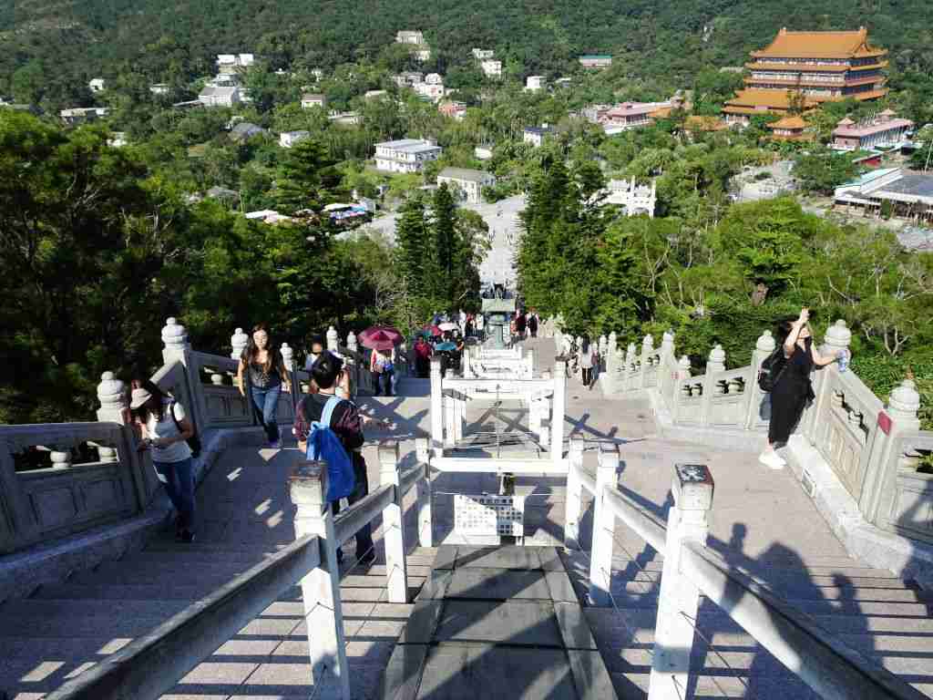 The stairs to the Big Buddha in Hong Kong
