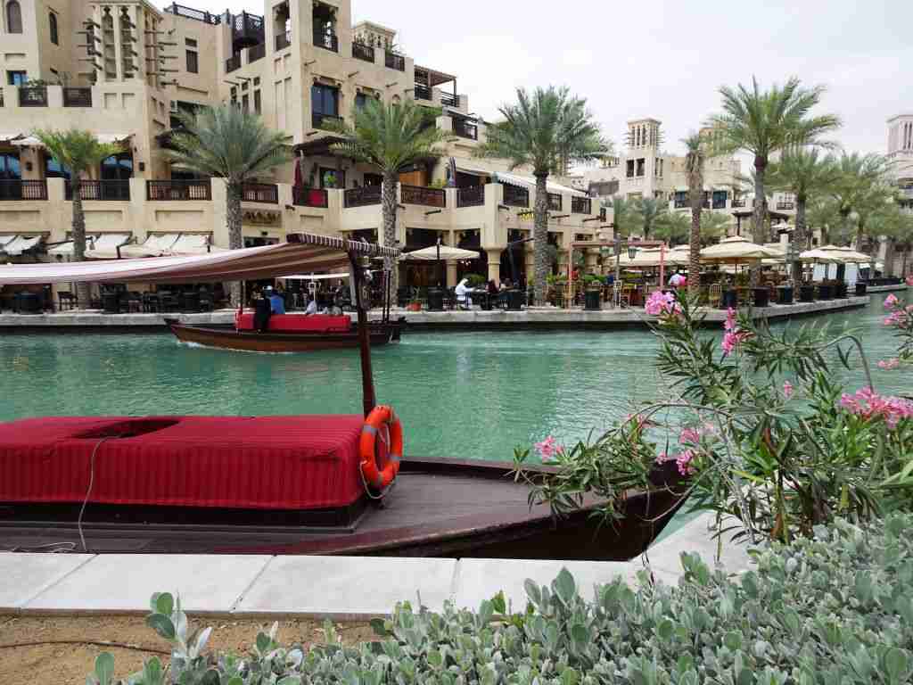 traditional boats on the canal at the Madinat Resort in Dubai