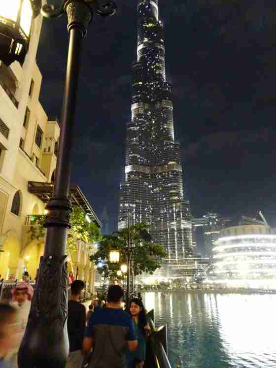 Burj Khalifa light show at night in Dubai