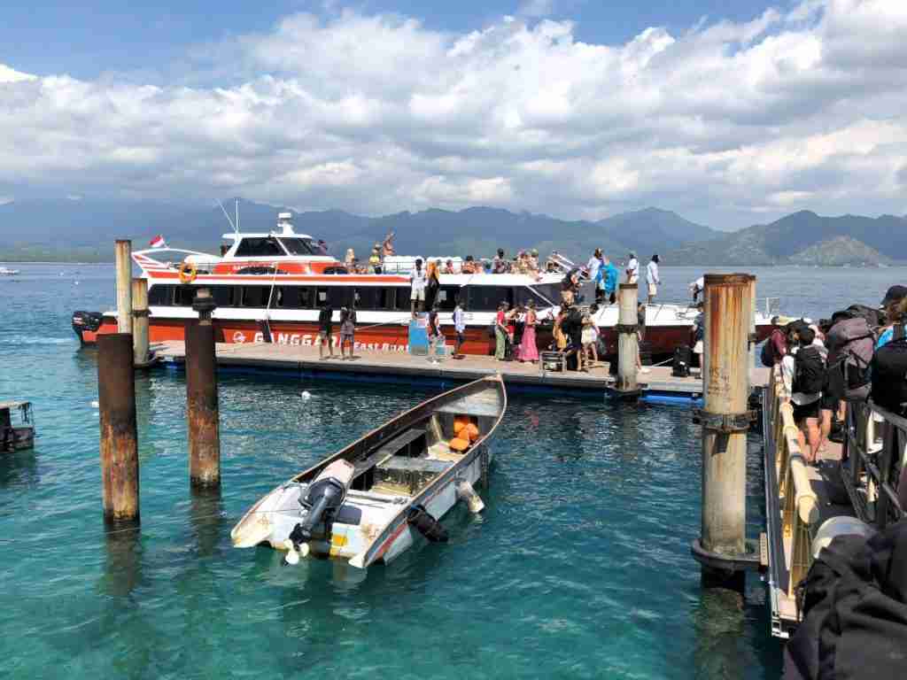 Catching the fast boat from Gili Air to Bali