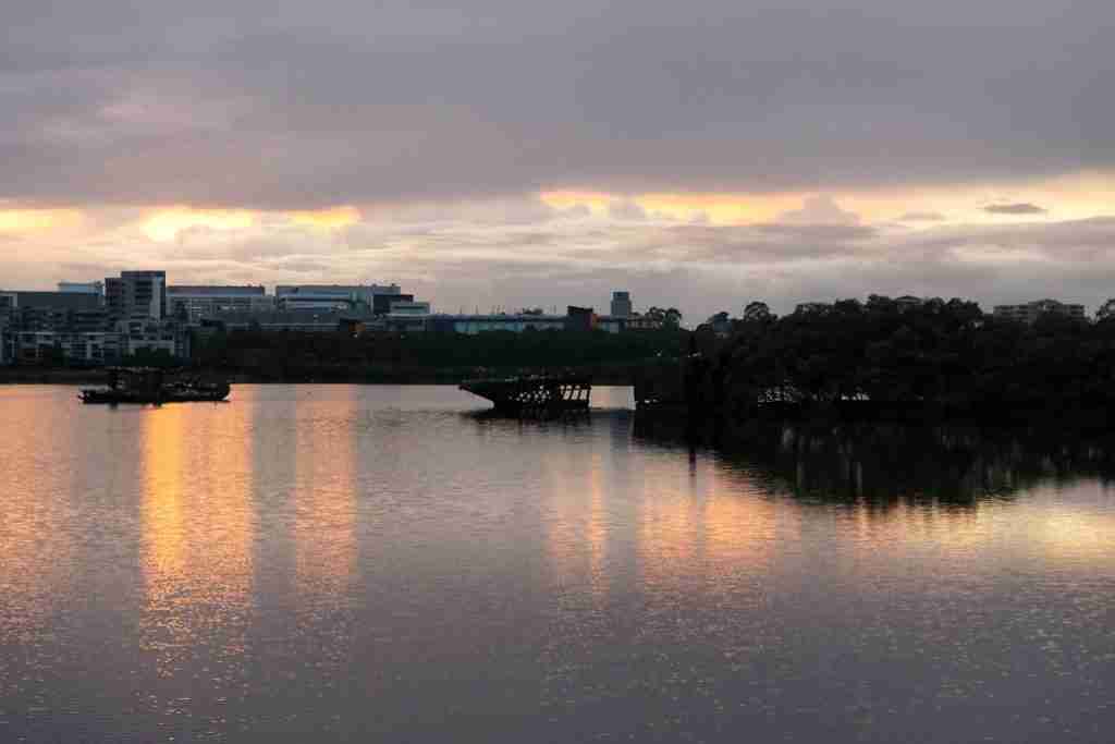 Sunrise at the Shipwreck Lookout in Homebush Bay Sydney
