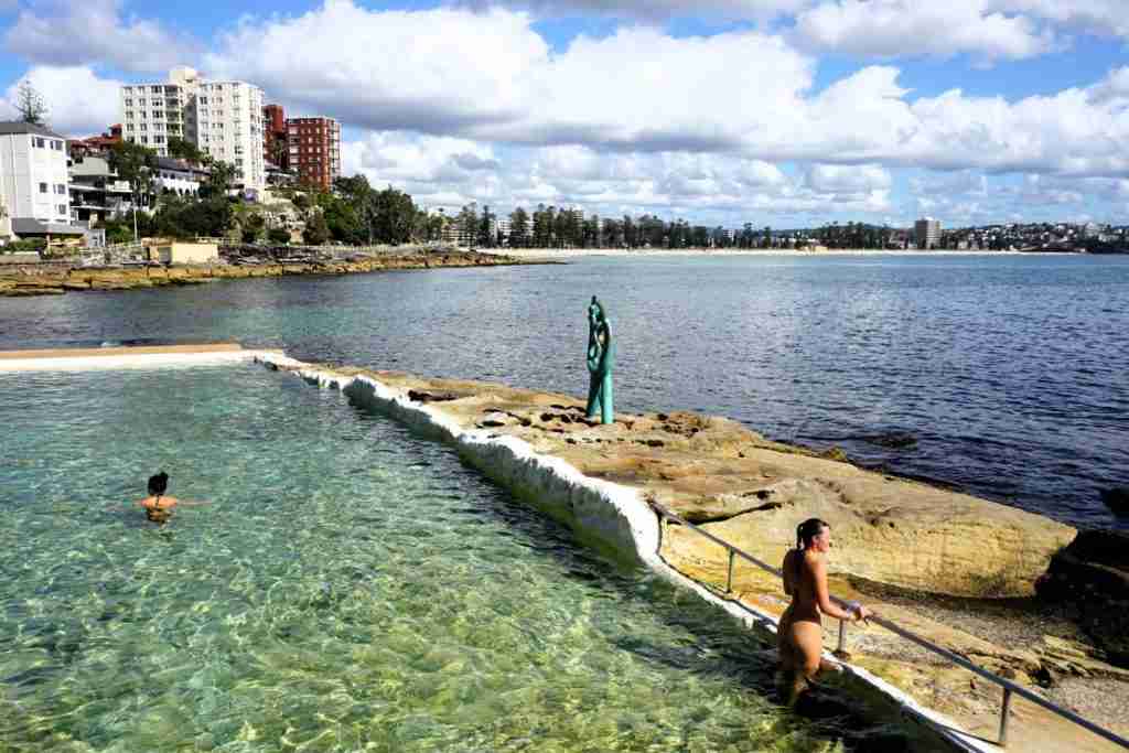 A girl swimming in the Fairy Bower Sea Pool at Manly