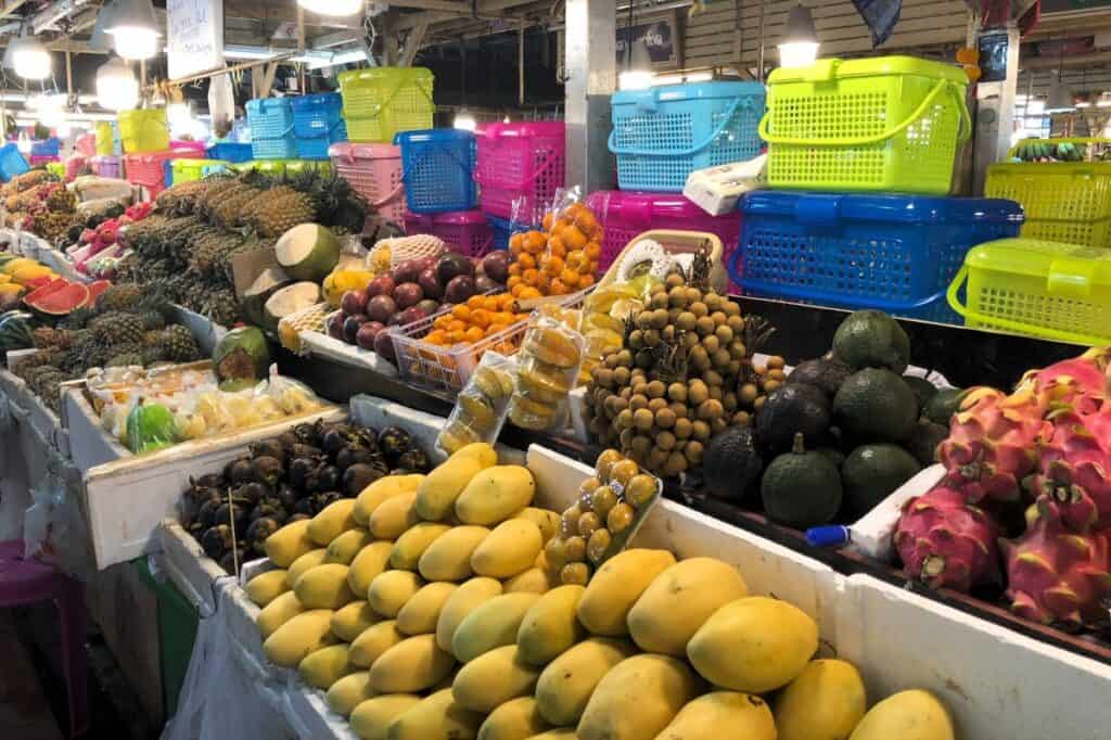 Colourful tropical fruits at the market in Patong Phuket