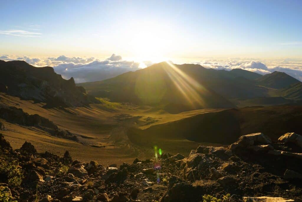 Haleakala Sunrise over the volcanic crater 